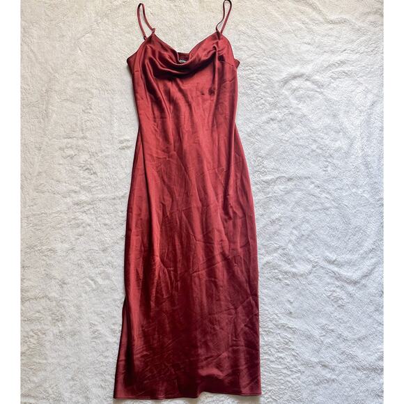 Satin Cowl Neck Midi Dress - Size Medium - Excellent! - Picture 1 of 5